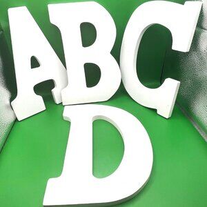Wood Alphabet Letters A B C D White Crafting Home Décor Kids Room Classroom Art